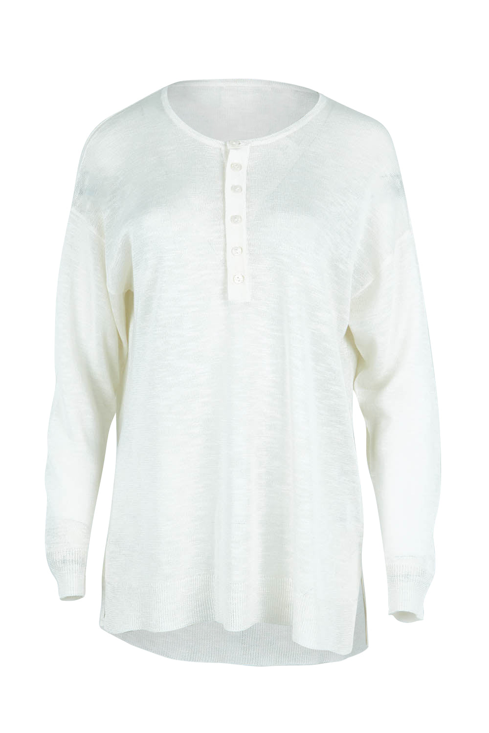 Product shot of the Go To Knit Boyfriend Henley in colour White (White), from the front
