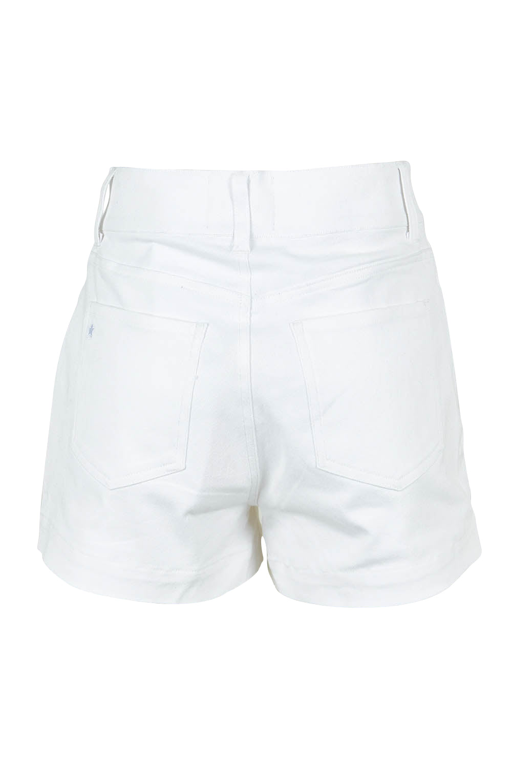 Product shot of the Too Good High Rise Denim Short in colour White (White), from the back