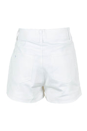 Product shot of the Too Good High Rise Denim Short in colour White (White), from the back