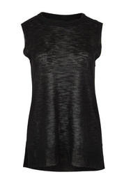 Product shot of the Go To Knit Crew Tank in colour Black (Black), from the front