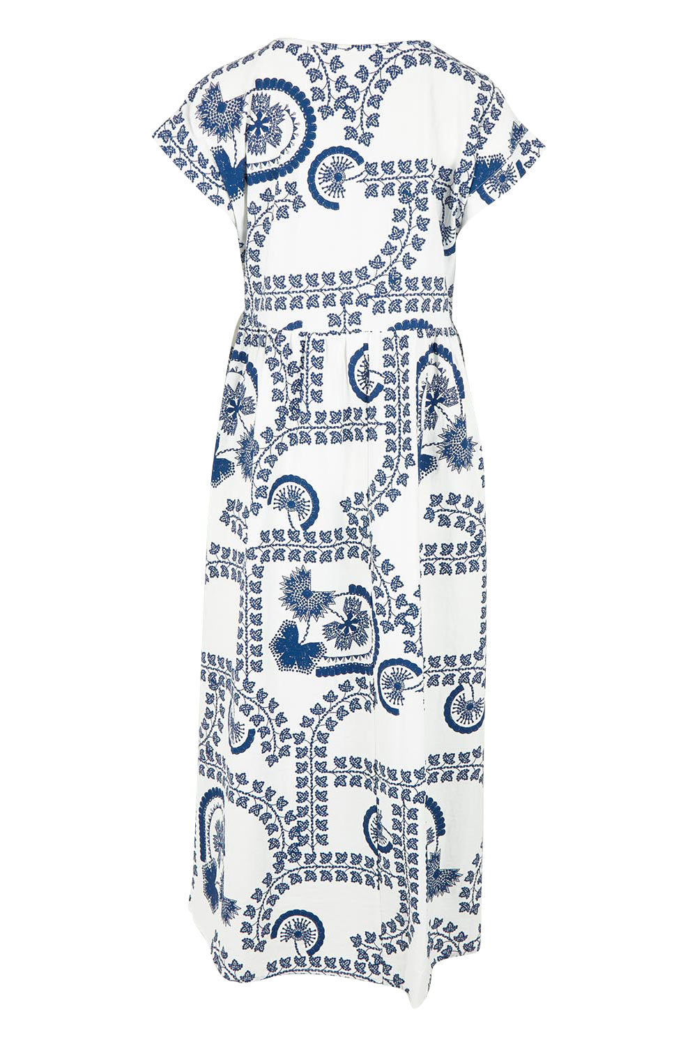 Product shot of the Free Falling Dress in colour Whiteblue (Blue), from the back