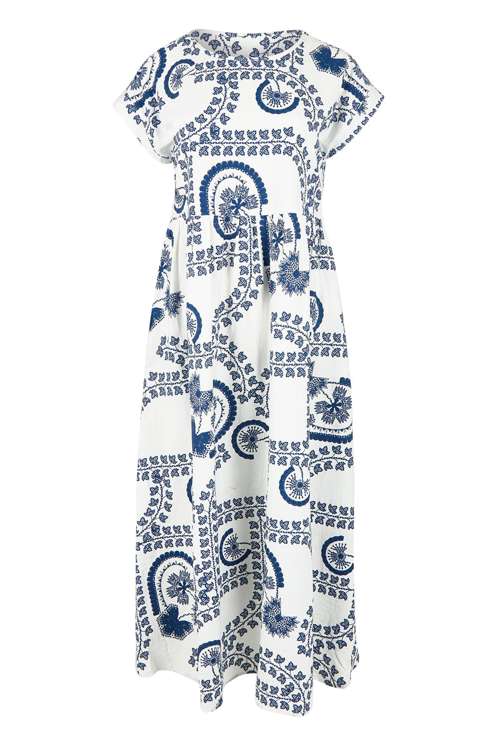 Product shot of the Free Falling Dress in colour Whiteblue (Blue), from the front