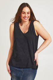 Preloved Need You Double Vee Tank - Black