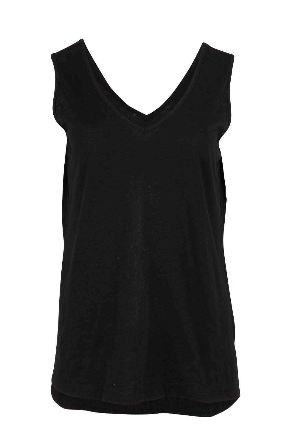 Product shot of the Need You Double Vee Tank in colour Black (Black), from the front