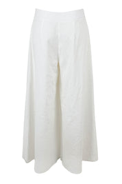 Product shot of the Delight Me High Waisted Linen Pants in colour White (White), from the back