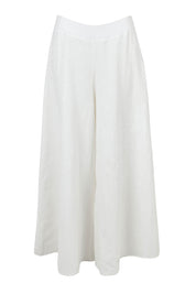 Product shot of the Delight Me High Waisted Linen Pants in colour White (White), from the front