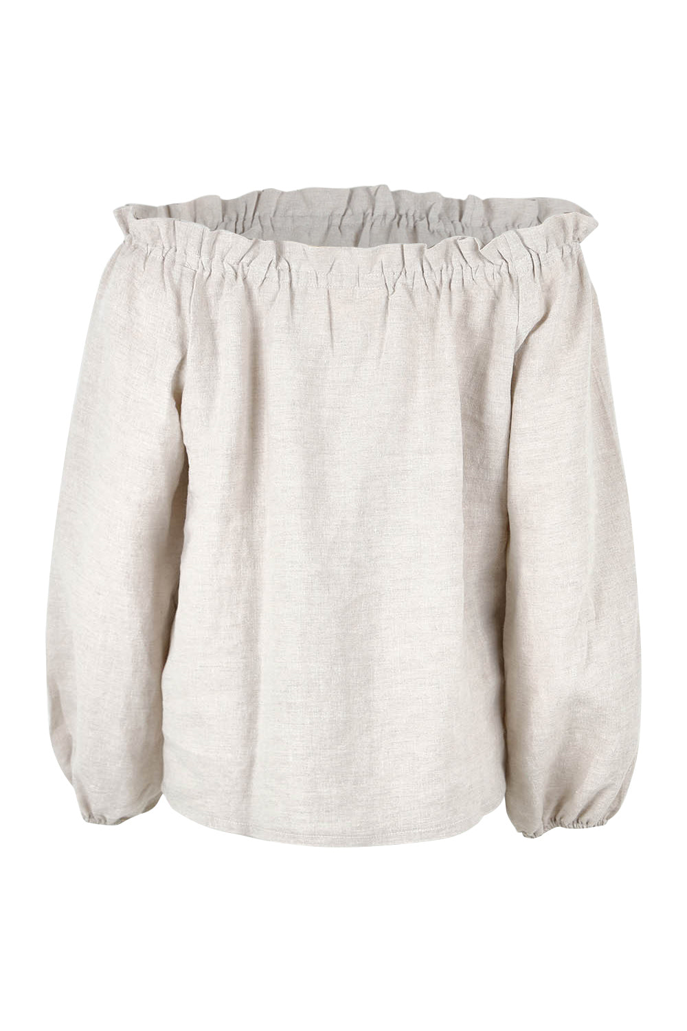 Product shot of the Shoulder Shimmy Linen Blouse in colour Natural, from the back