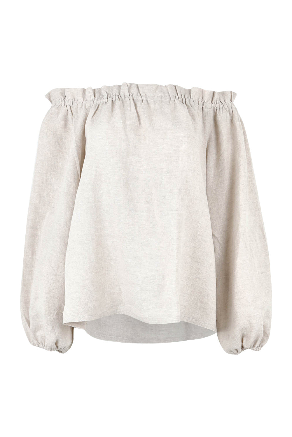 Product shot of the Shoulder Shimmy Linen Blouse in colour Natural, from the front