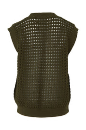 Product shot of the Love Language Cotton Vest in colour Forest (Green), from the back