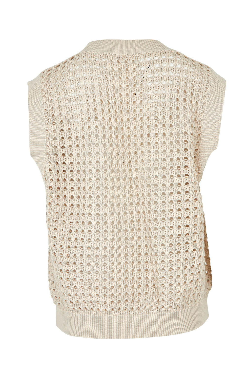 Product shot of the Love Language Cotton Vest in colour Natural, from the back