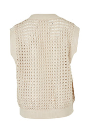 Product shot of the Love Language Cotton Vest in colour Natural, from the back