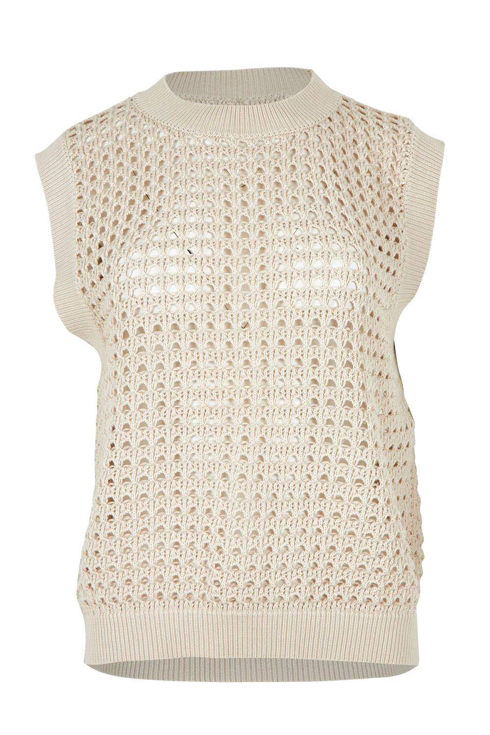 Product shot of the Love Language Cotton Vest in colour Natural, from the front