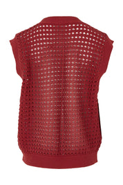Product shot of the Love Language Cotton Vest in colour Rust, from the back