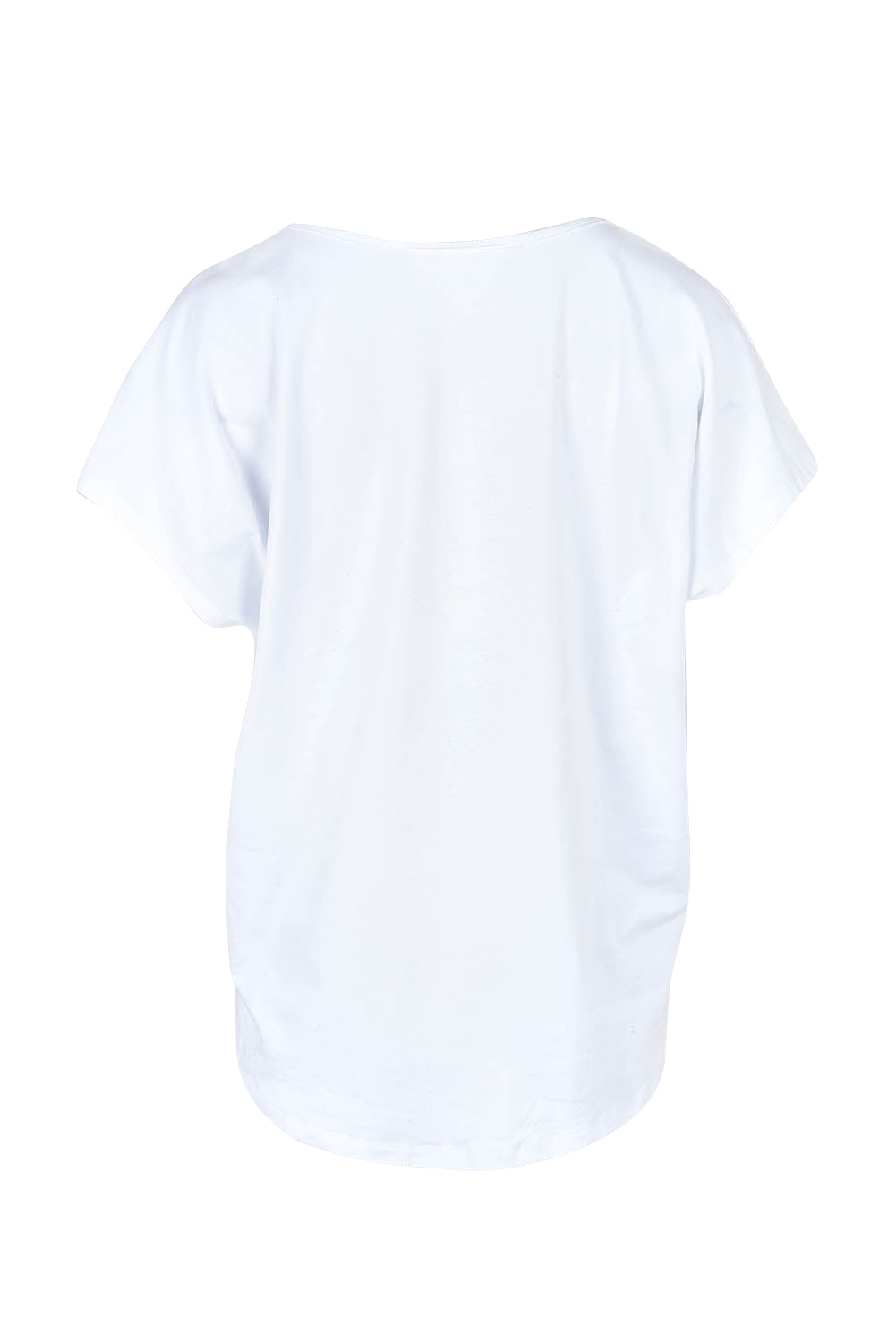 Product shot of the Little Details Embroidered Tee in colour Whitefish (White), from the back