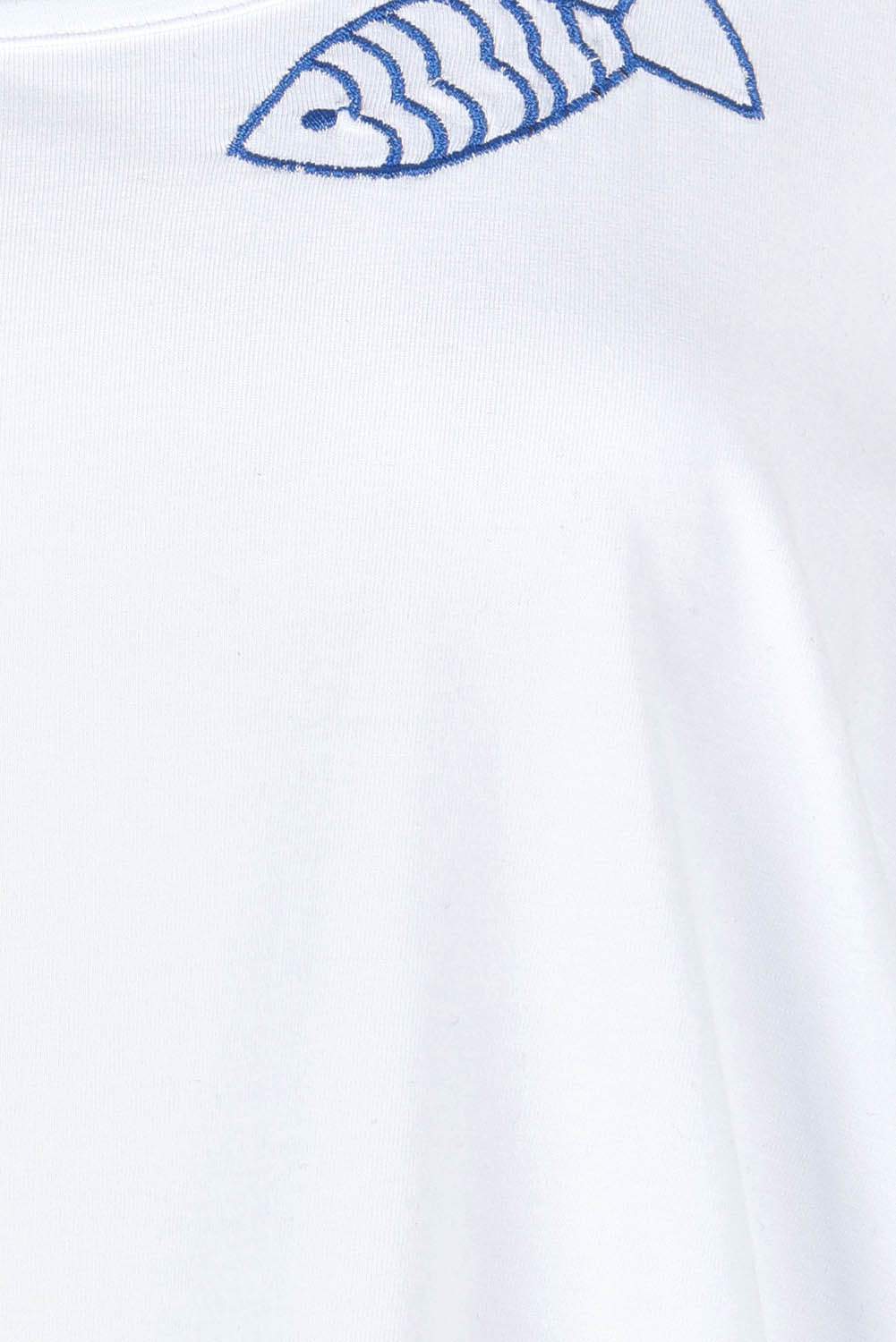 Product shot of the Little Details Embroidered Tee in colour Whitefish (White), detail