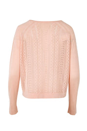 Product shot of the Pretty In Pointelle Linen Blend Cardi – Blossom in colour Blossom, from the back