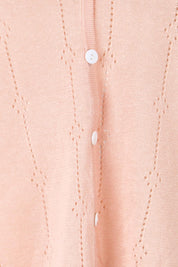 Product shot of the Pretty In Pointelle Linen Blend Cardi – Blossom in colour Blossom, showing detail