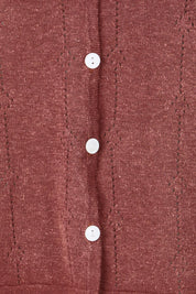 Product shot of the Pretty In Pointelle Linen Blend Cardi – Cinnamon in colour Cinnamon, showing detail