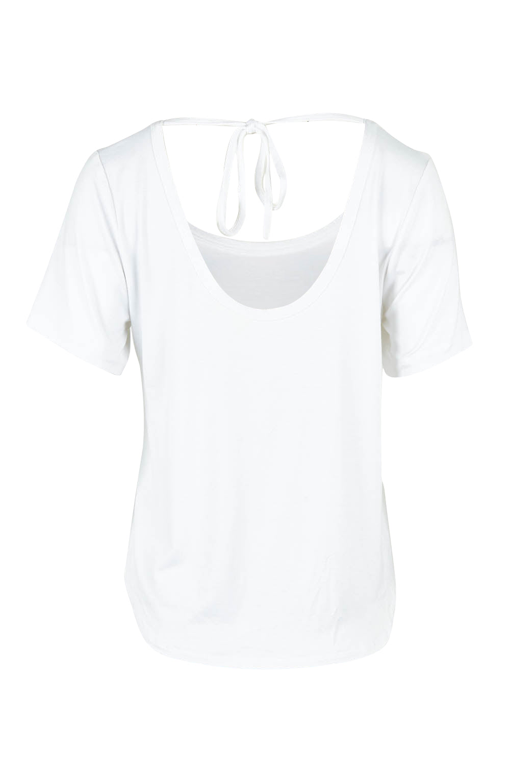 Product shot of the Saturday Night Low Back Tee in colour White (White), from the back