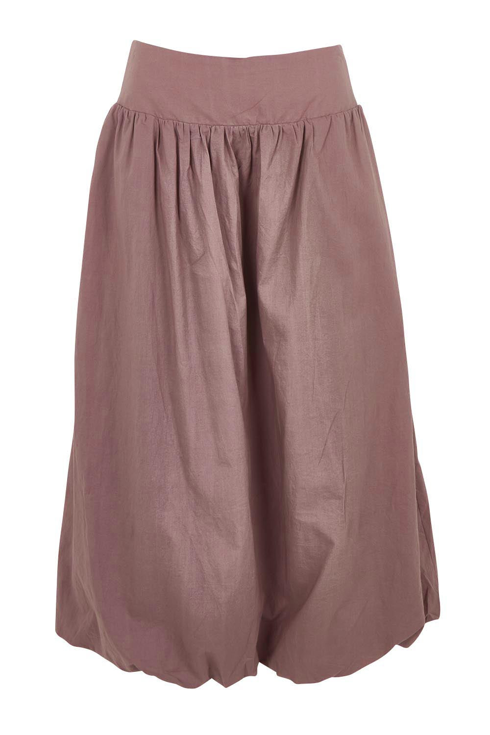 Product shot of the Bubble Delight Cotton Skirt in colour Raisin (Purple), from the front