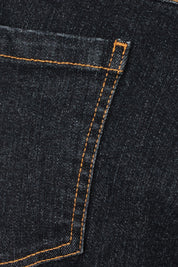 Product shot of the Daily Dose Longline Denim Shorts in colour Black (Black), detail