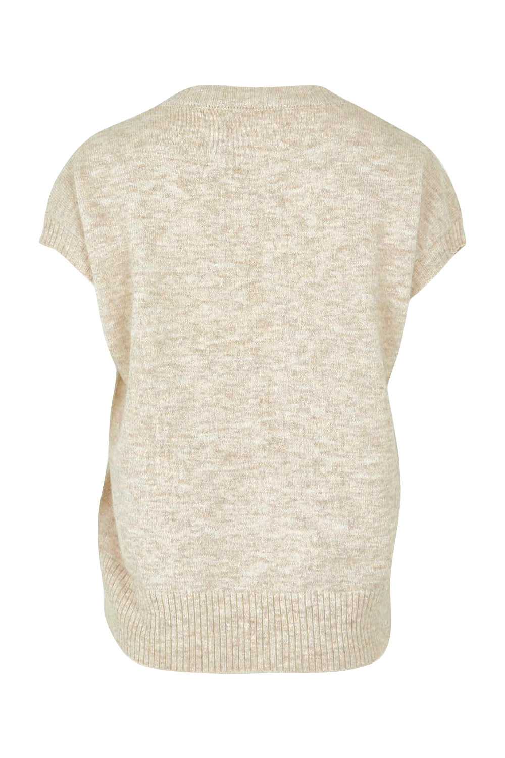 Product shot of the Found My Friend Recycled Knit Top in colour Sand, from the back