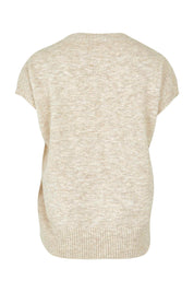 Product shot of the Found My Friend Recycled Knit Top in colour Sand, from the back