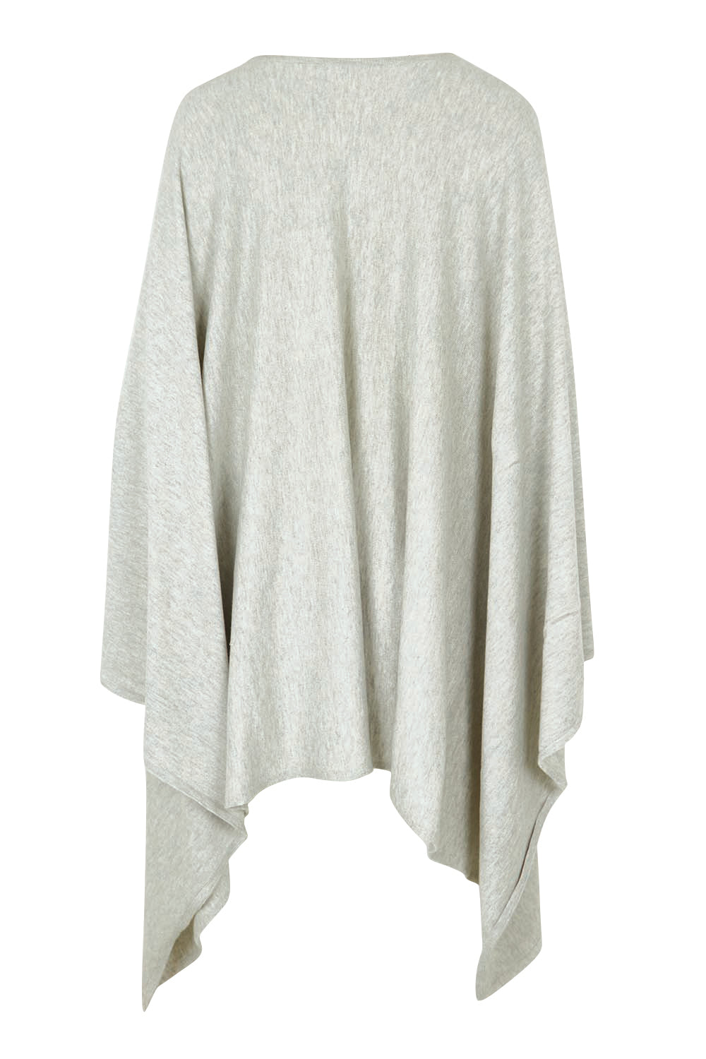 Product shot of the Light Breeze Poncho in colour Mist (Grey), from the back