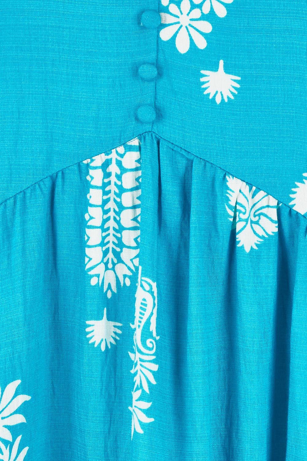 Product shot of the Picture Perfect Midi Dress in colour Aqua (Blue), detail