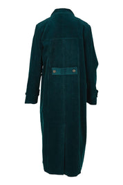 Product shot of the Winter Walk Longline Cord Duffle Coat in colour Jade (Green), from the back