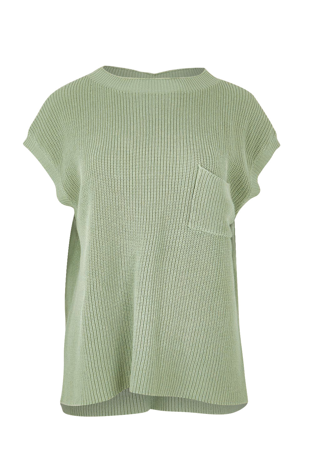 Product shot of the Cover Me In Cotton Knit Top in colour Fern (Green), from the front