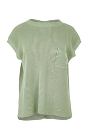 Product shot of the Cover Me In Cotton Knit Top in colour Fern (Green), from the front