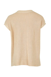 Product shot of the Cover Me In Cotton Knit Top in colour Stone, from the back