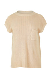 Product shot of the Cover Me In Cotton Knit Top in colour Stone, from the front