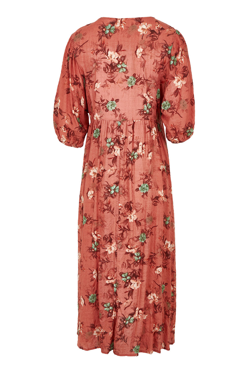 Product shot of the Full Of Sunshine Midi Dress in colour Clayfleur, from the back