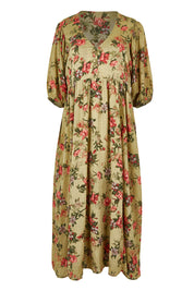 Product shot of the Full Of Sunshine Midi Dress in colour Sagefleur (Green), from the front
