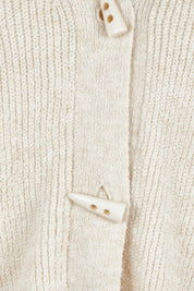Product shot of the Found My Friend Recycled Knit Sleeveless Cardi in colour Milk (White), detail