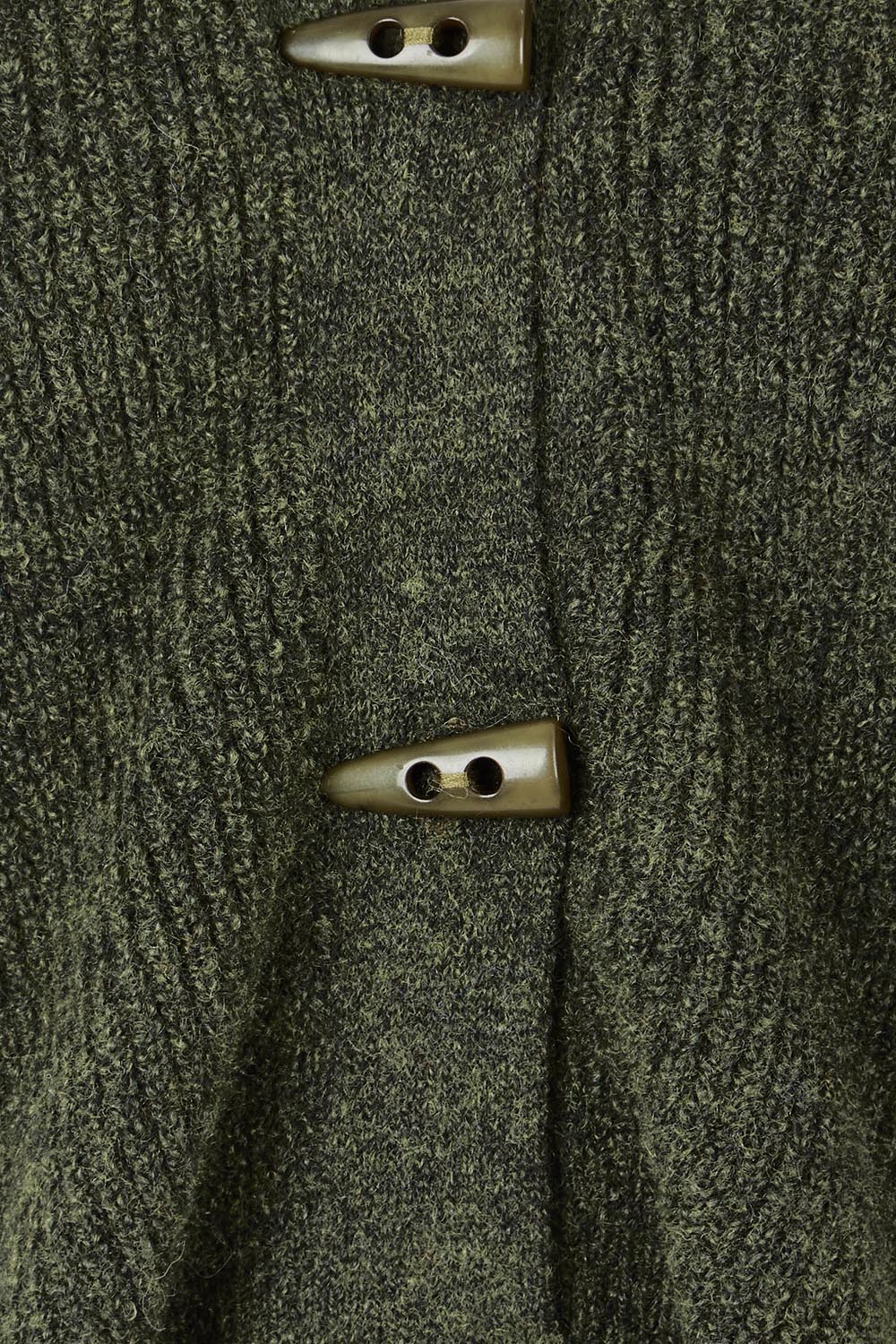 Product shot of the Found My Friend Recycled Knit Sleeveless Cardi in colour Pine (Green), detail
