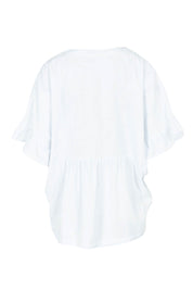Product shot of the Fun Times Cotton Flounce Top in colour White (White), from the back