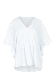 Product shot of the Fun Times Cotton Flounce Top in colour White (White), from the front