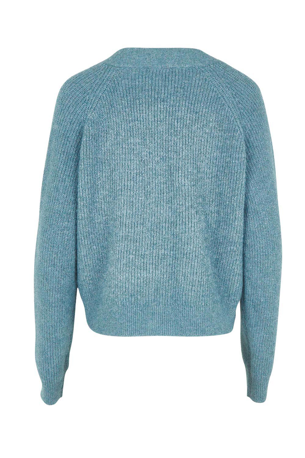 Product shot of the Found My Friend Recycled Knit Cardi – Seafoam in colour Seafoam, from the back