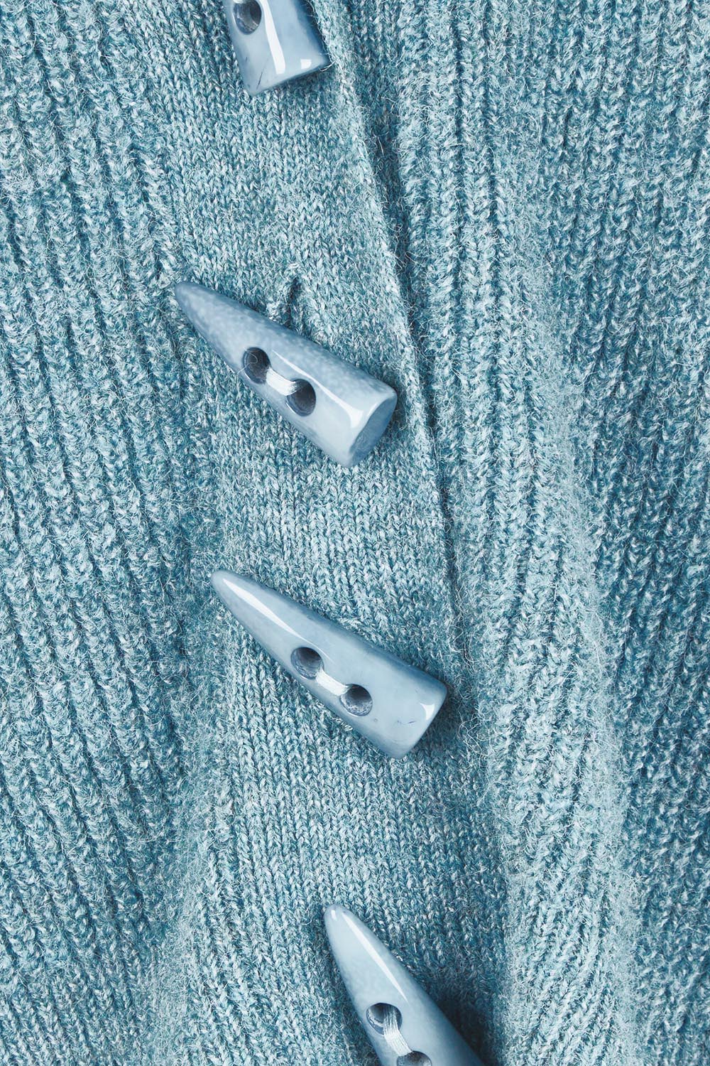 Product shot of the Found My Friend Recycled Knit Cardi – Seafoam in colour Seafoam, showing detail