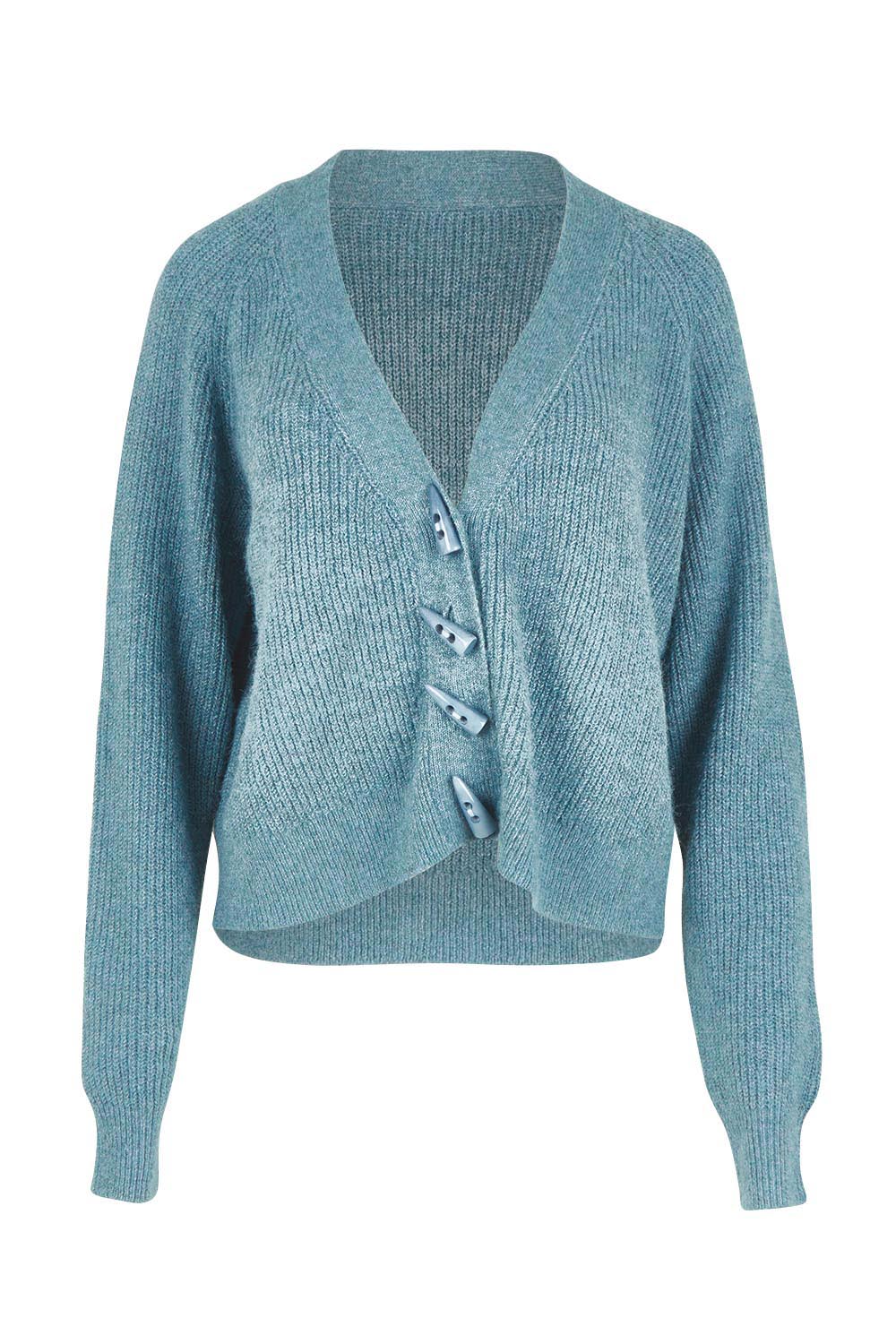 Product shot of the Found My Friend Recycled Knit Cardi – Seafoam in colour Seafoam, from the front