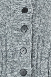 Product shot of the Level Up Cropped Cable Cardi in colour Smoke (Grey), detail