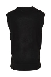 Product shot of the Found My Friend Recycled Knit Vest in colour Black (Black), from the back