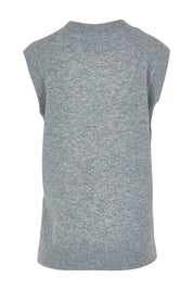 Product shot of the Found My Friend Recycled Knit Vest in colour Greymarle (Grey), from the back
