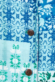Product shot of the Happy Daze Shirt in colour Greenpatch (Green), detail