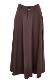 Product shot of the Sparking Joy Ponte Panelled Maxi Skirt in colour Chocolate, from the front