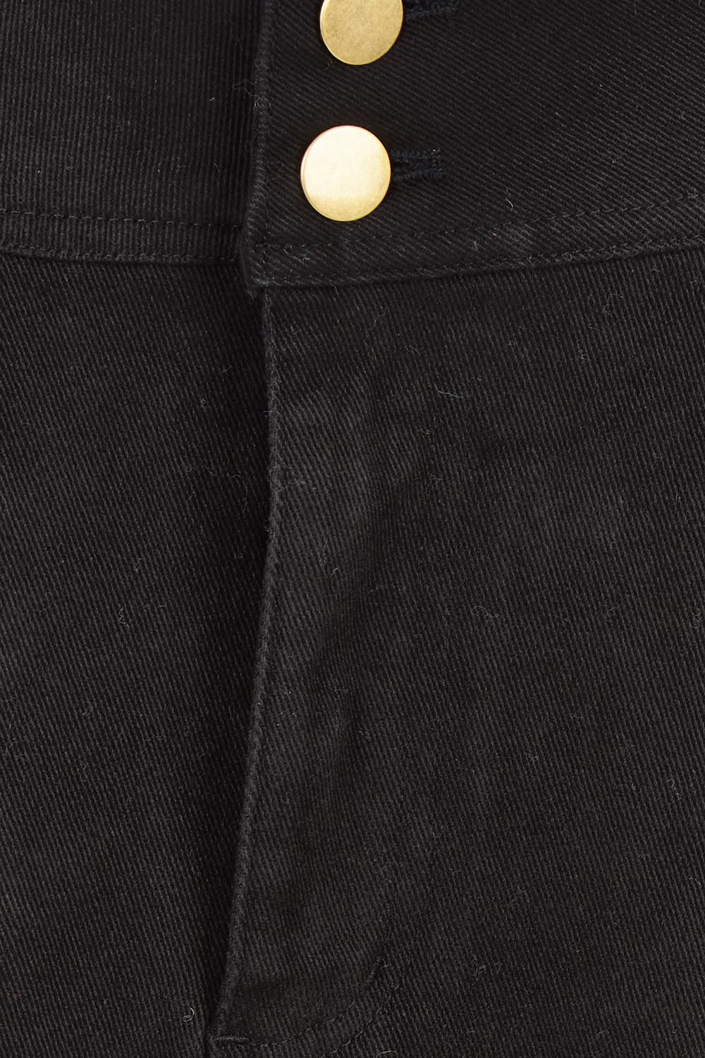 Product shot of the Sparking Joy Denim Panelled Skirt in colour Black (Black), detail