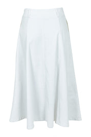 Product shot of the Sparking Joy Denim Panelled Skirt in colour White (White), from the back